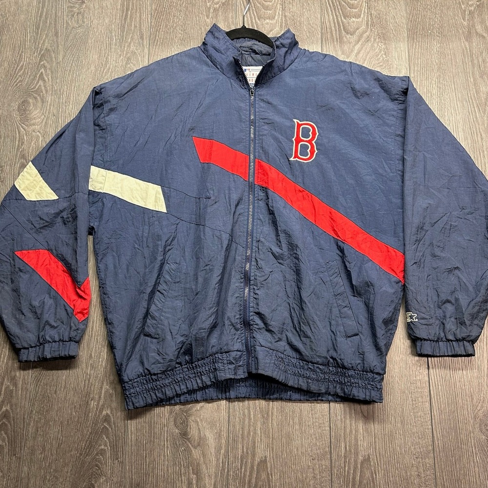 Vintage Starter Boston Red Sox Windbreaker Jacket Mens Large Navy Blue MLB 90s
